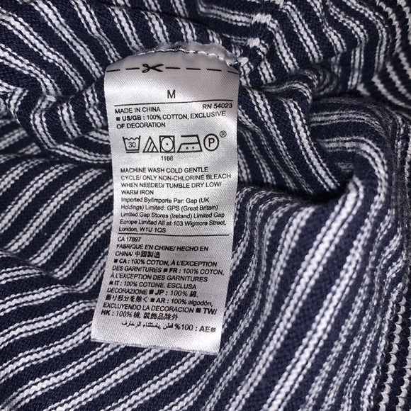 Gap Navy Blue & White Striped Embroidered Hello Sweater Size M - Picture 5 of 6